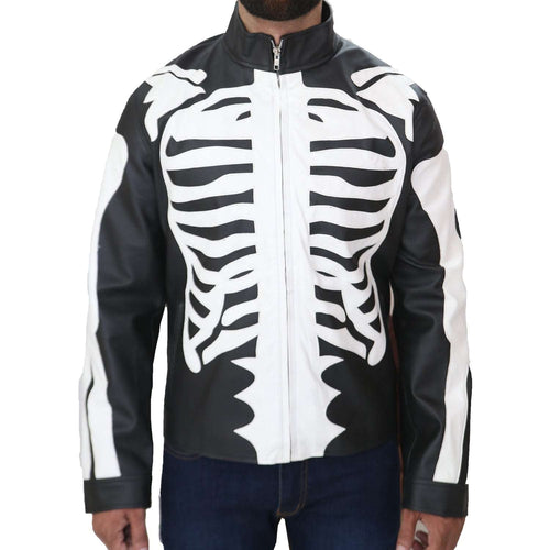 men skeleton leather jacket