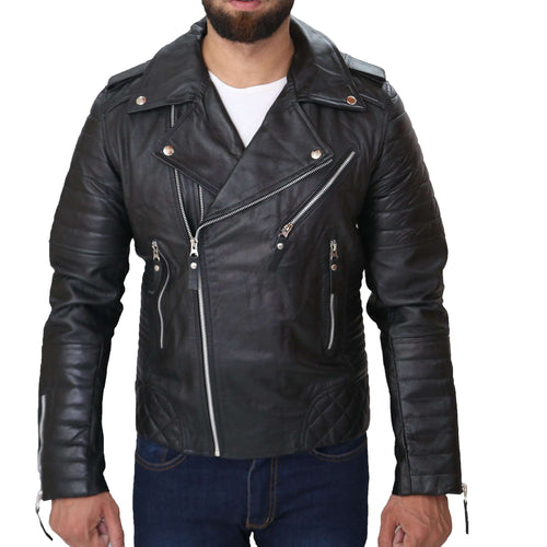 Mens Quilted Leather Jacket