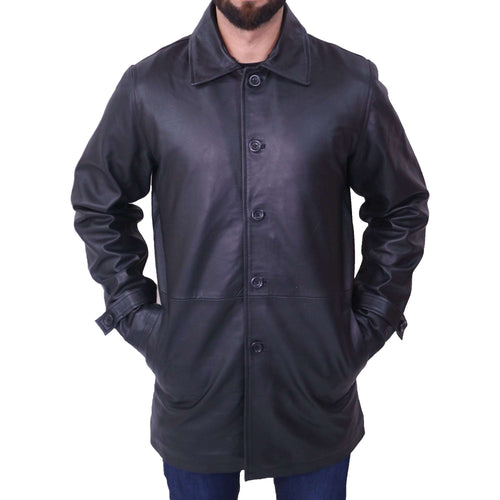 Men's Black Leather Coat