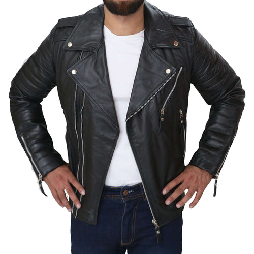 Mens Quilted Leather Jacket