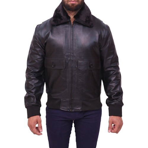 US Navy G1 Black Bomber Leather Jacket