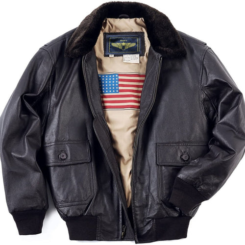 US Navy G1 Black Bomber Leather Jacket