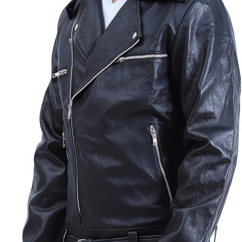 Mens Black Leather Motorcycle Jacket
