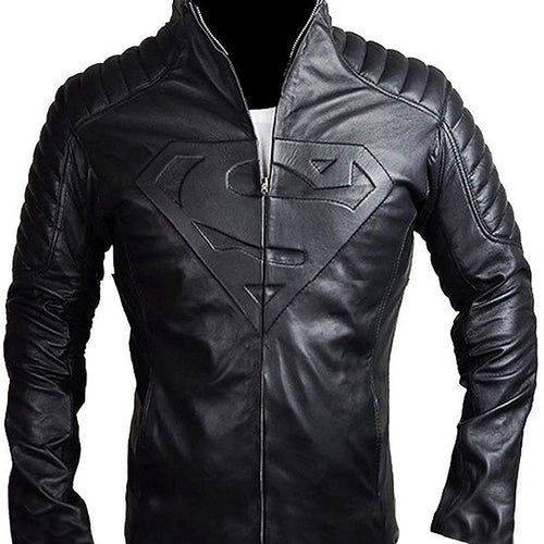 Superman Men's Genuine Black Leather Jacket
