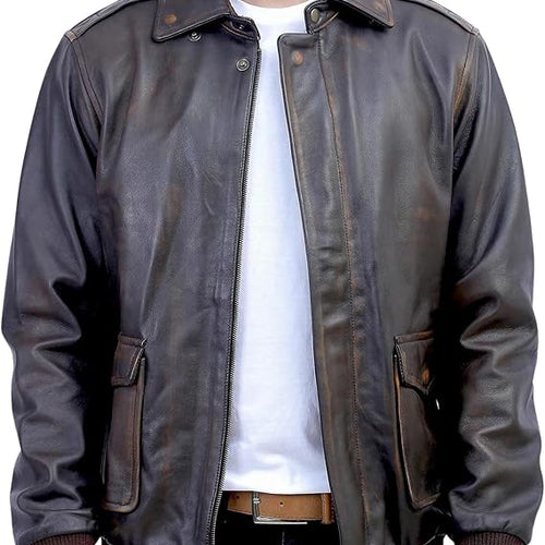 A2 Aviator US Air Force Flight Sheepskin Mens Leather Jacket