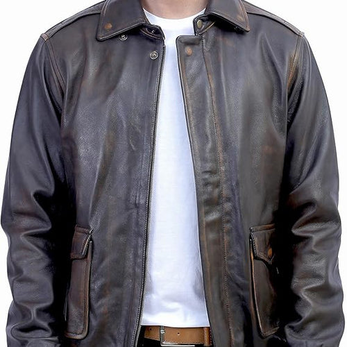 A2 Aviator US Air Force Flight Sheepskin Mens Leather Jacket