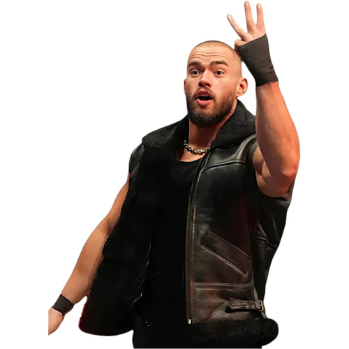 Austin Theory Shearling Black Leather Vest