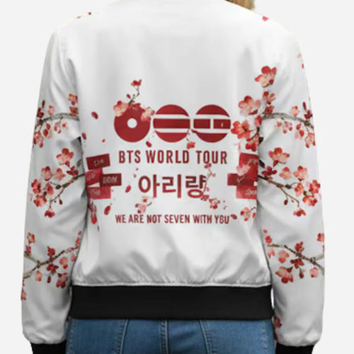 BTS Cheery Blossom Bomber White Jacket