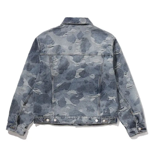 Bape Solid Camo Jacquard Denim Trucker Jacket