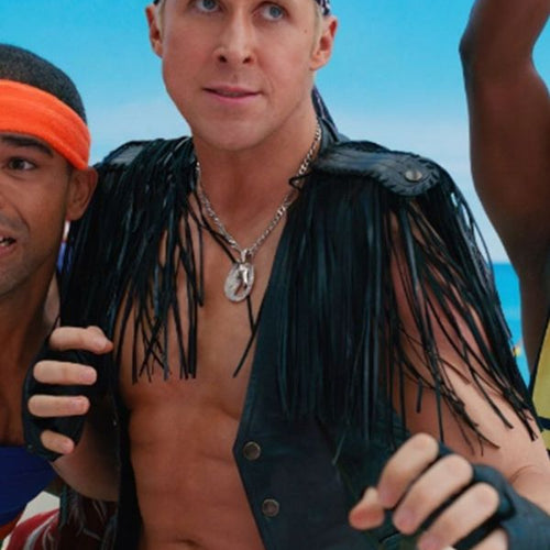 Barbie Ryan Gosling Black Fringe Vest