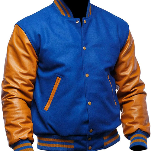 Mens Blue And Gold Varsity Jacket
