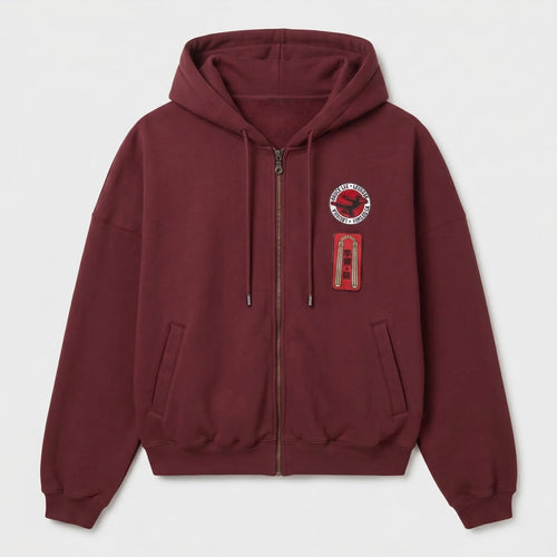 Bruce Lee x LỰU ĐẠN 2026 Burgundy FUll Zip-Up Hoodie