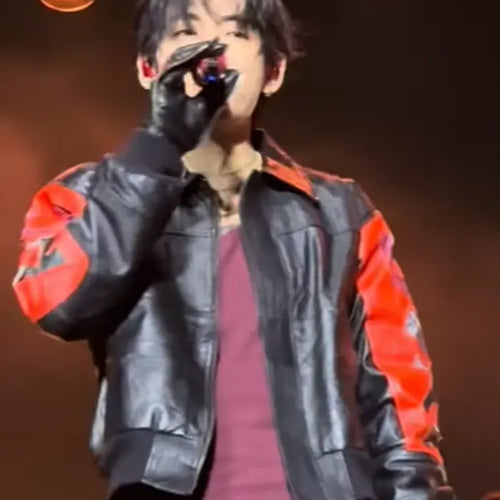 Kim Taehyung BTS x Spotify Event Leather Jacket