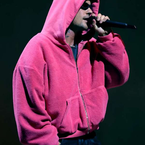 Coachella Justin Bieber Pink Zip Hoodie