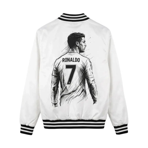 Cr7 Satin Bomber White Jacket