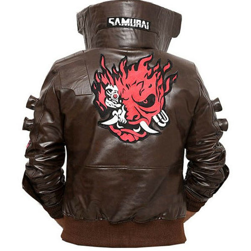 Cyberpunk Samurai 2077 Brown Leather Jacket