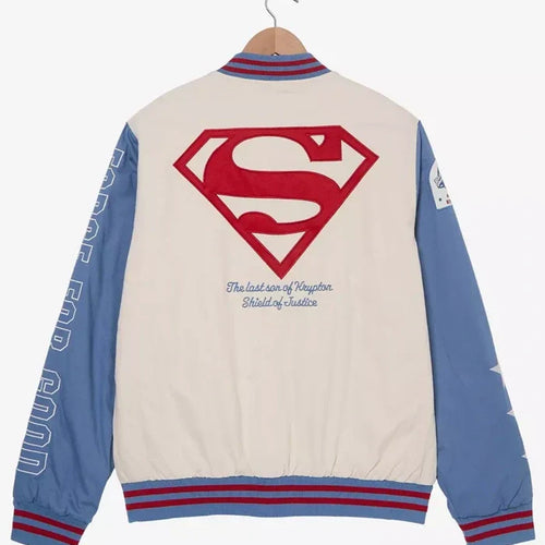 DC Comics Superman Icons Varsity White & Blue Jacket