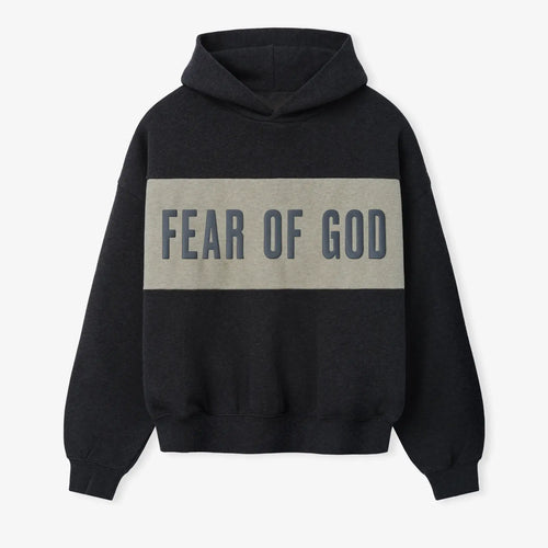 Fear Of God Cropped Relaxed Panelled Black Hoodie