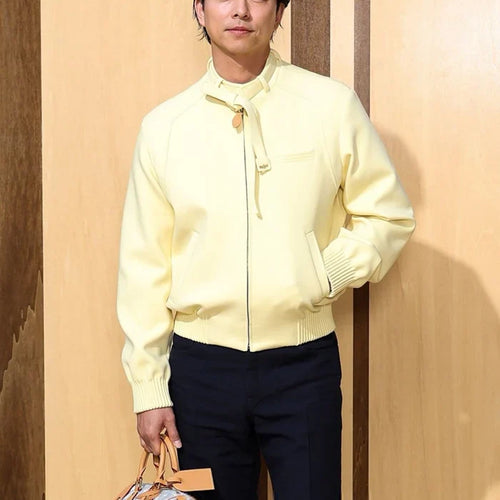 Gong Yoo Louis Vuitton SS27 Yellow  Zip Leather Jacket