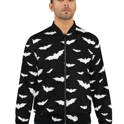Halloween Bat Print Bomber Jacket