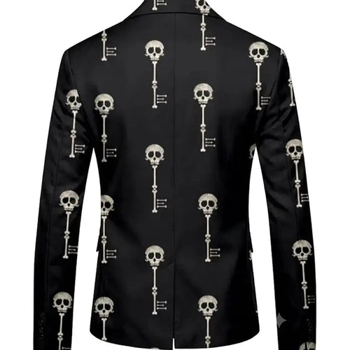 Halloween SKull Bone Printed Black Blazer