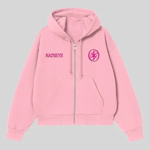 Katseye Desert Zip-Up Pink Hoodie