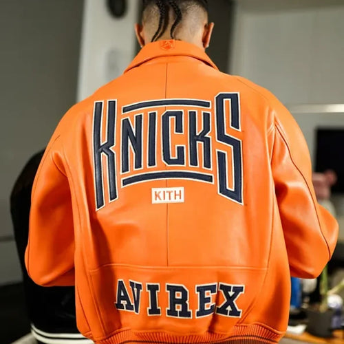 Knicks x Kith x Avirex Porsche 911 Orange Jacket  For Men & Women