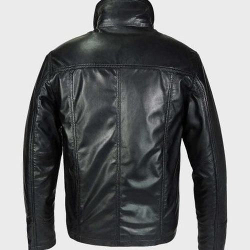 Mens Classic Black Real Leather Jacket