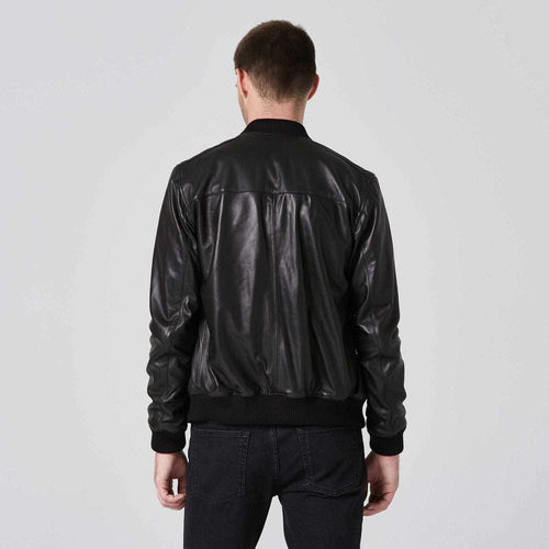 Men’s Black Bomber Leather Jacket