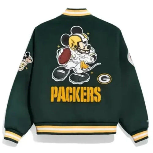 Mickey Mouse x Green Bay Packers Green Varsity Jacket
