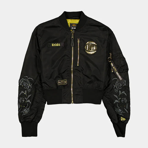 NY Alpha x New Era L-2B Cropped Bomber Black Jacket