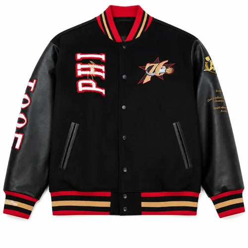 Philadelphia 76ers Black Hardwood Classics 76 Jacket