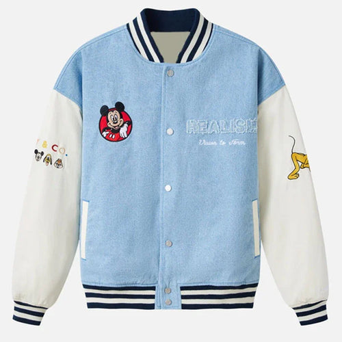 Realism x Disney Character Denim Varsity Jacket