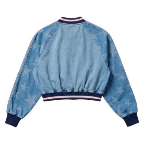 SST Denim Graphic Bomber Jacket