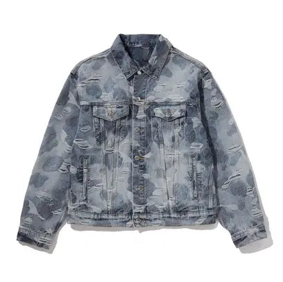 Solid Camo Jacquard Denim Jacket