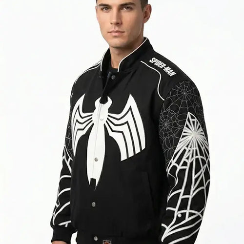 Spiderman Back in Black Varsity Black Jacket