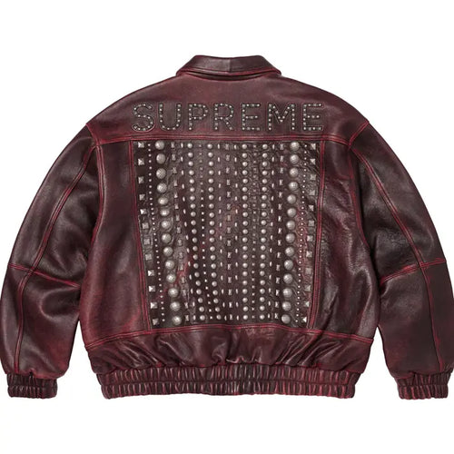 Supreme Studded Leather Maroon Jacket