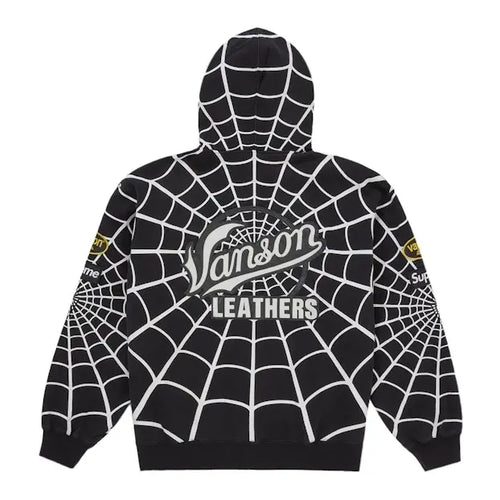Supreme x Vanson Leathers Spiderman Black Hoodie for Men & Women