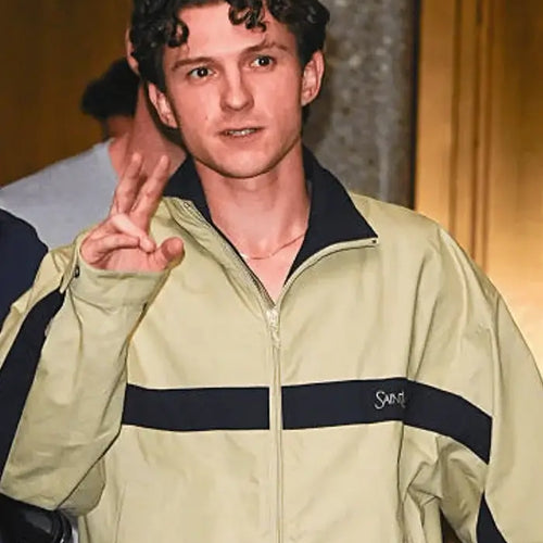 Tom Holland NYC Saint Laurent Beige Windbreaker Jacket
