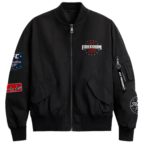 UFC Freedom 250 Full-Zip Black Bomber Jacket