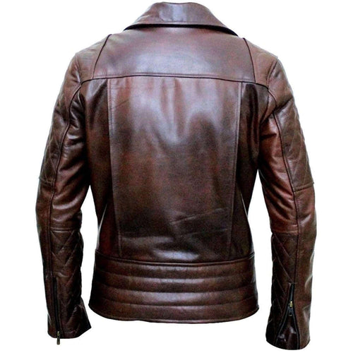 Men's Quilted Dark Brown Sheepskin Leather Jacket
