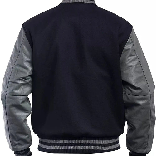 Mens Black And Grey Varsity Jacket