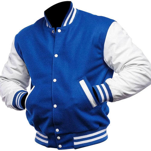 Mens Blue And White Varsity Jacket