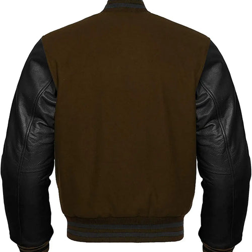 Brown And Black Letterman Jacket
