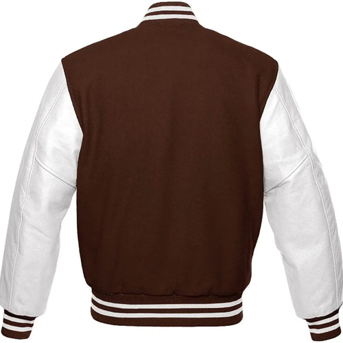 Brown And White Varsity Letterman Jacket