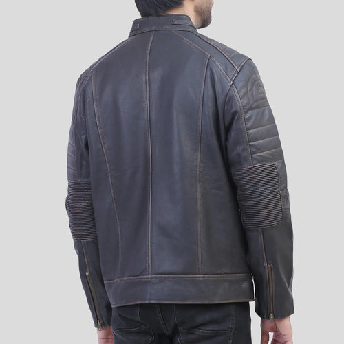  Brown biker Leather Jacket