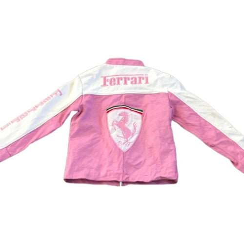 womens pink ferrari leather jacket