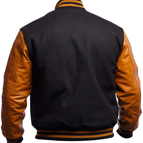 Black And Gold Letterman Jacket