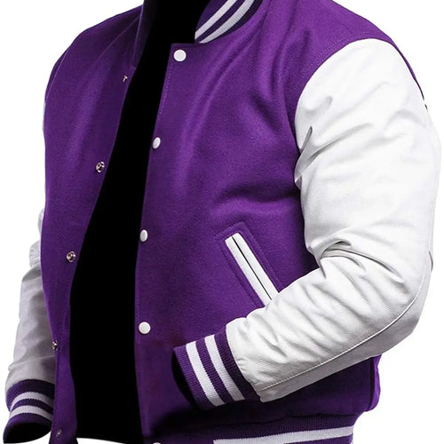 Purple And White Letterman Jacket