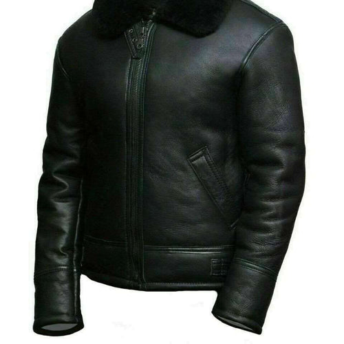 B3 Bomber RAF Aviator Pilot Black Leather Jacket